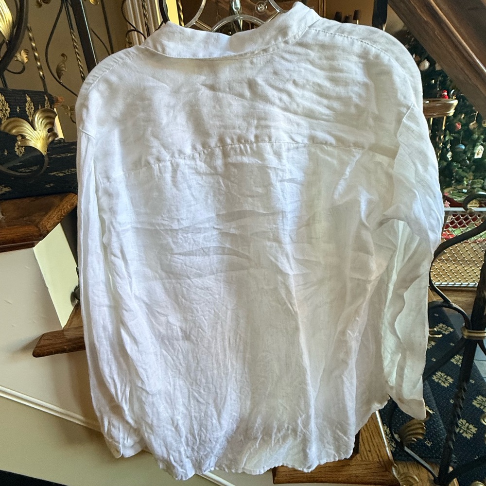 Jjill Love Linen White Button Front Tunic. Long Sleeves. EUC XS 100% Linen - Picture 5 of 9